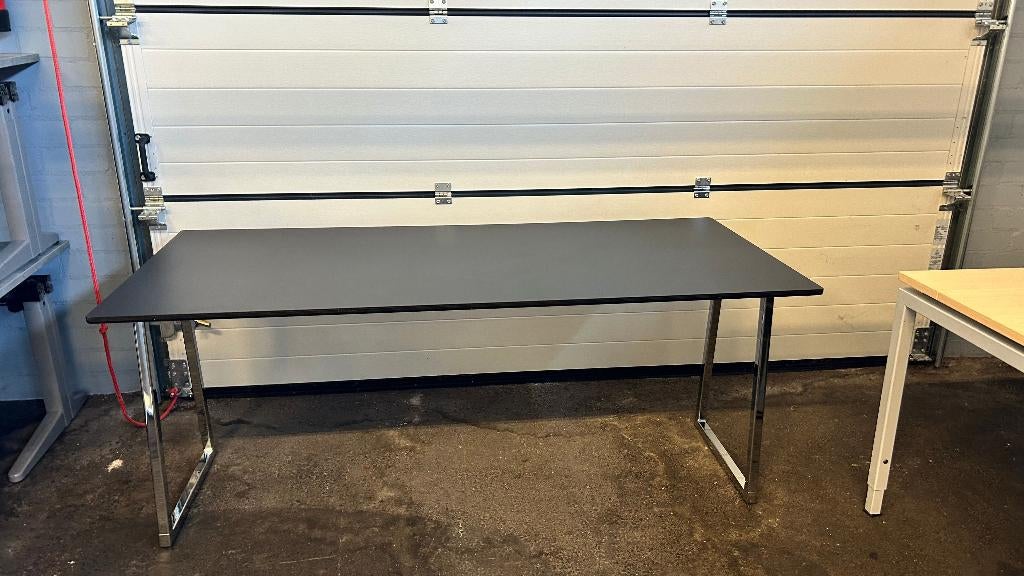 Bureau Zwart/Zilver 180-80cm, Ophalen, Gebruikt, 80 cm, 180 cm
