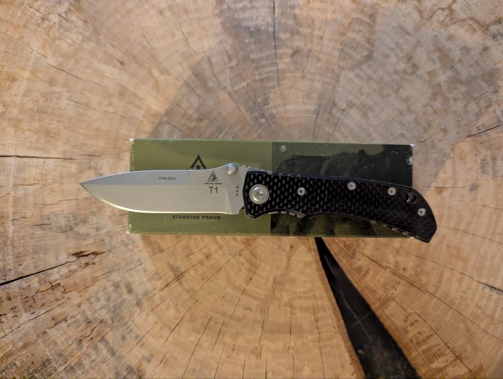 Lone wolf knives T1 Harsey Design carbonfibre handle., Caravans en Kamperen, Kampeergereedschap, Ophalen of Verzenden