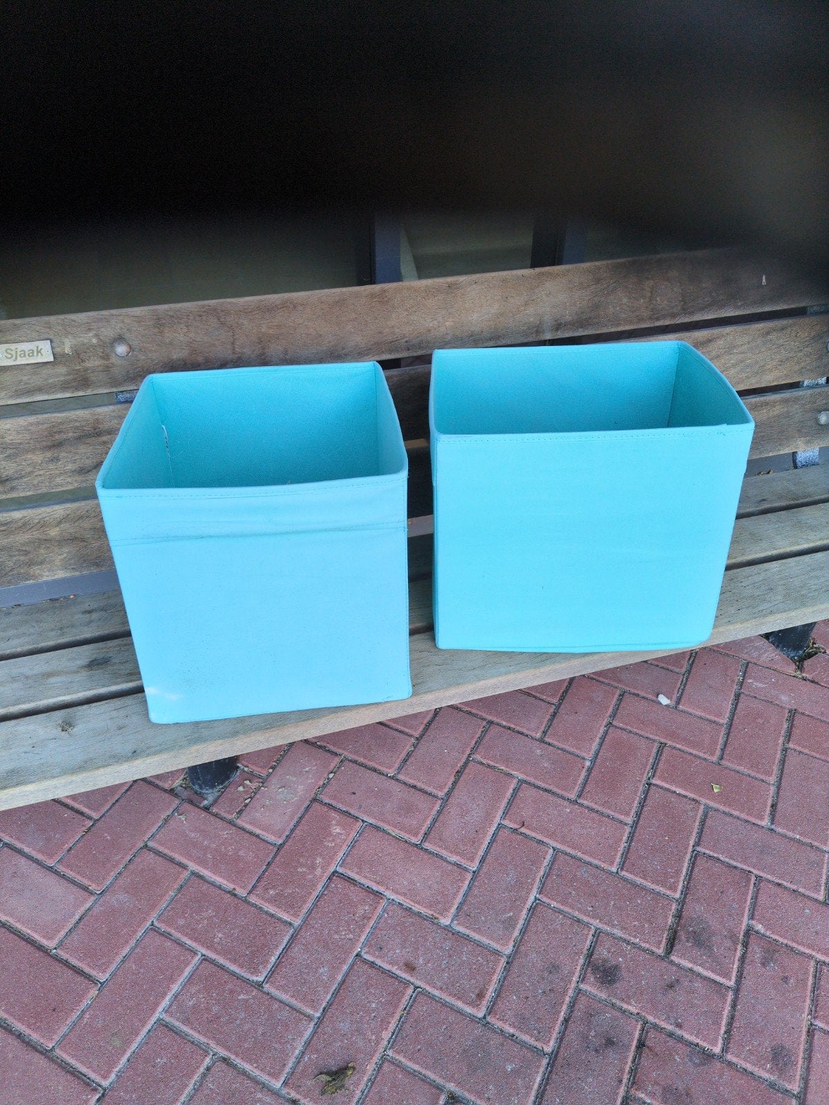 Twee stoffen IKEA Kallax bakken - lichtblauw, Ophalen of Verzenden, Gebruikt, Blauw, Textiel
