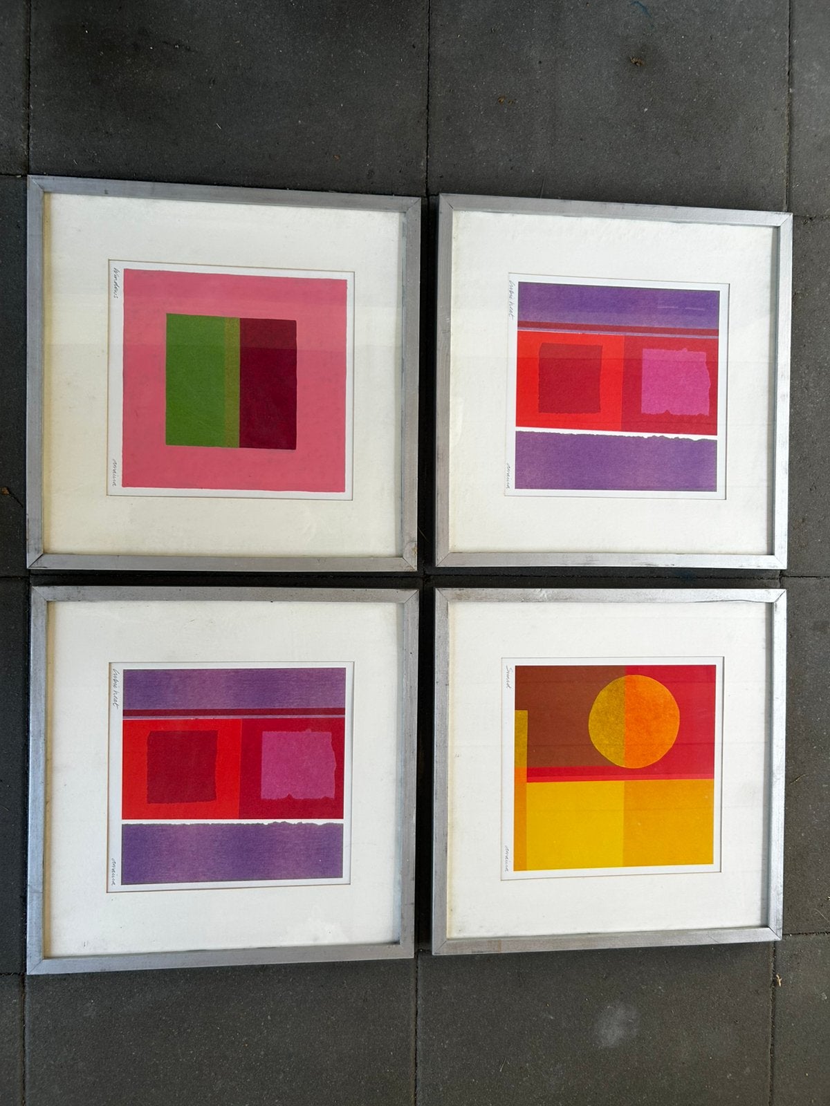 Schilderijen vintage off-set litho’s uit jaren 90, Antiek en Kunst, Kunst | Litho's en Zeefdrukken, Ingelijst, Offsetdruk, Abstract