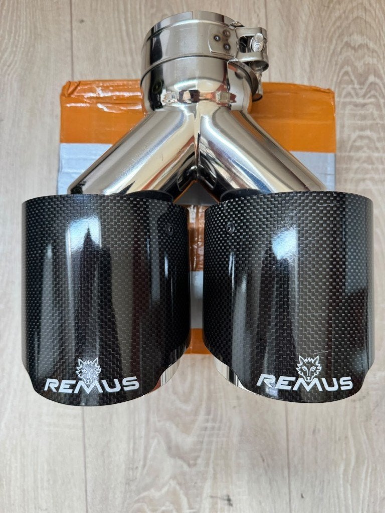REMUS-look dubbel carbon uitlaatsierstuk, Ophalen of Verzenden, Nieuw