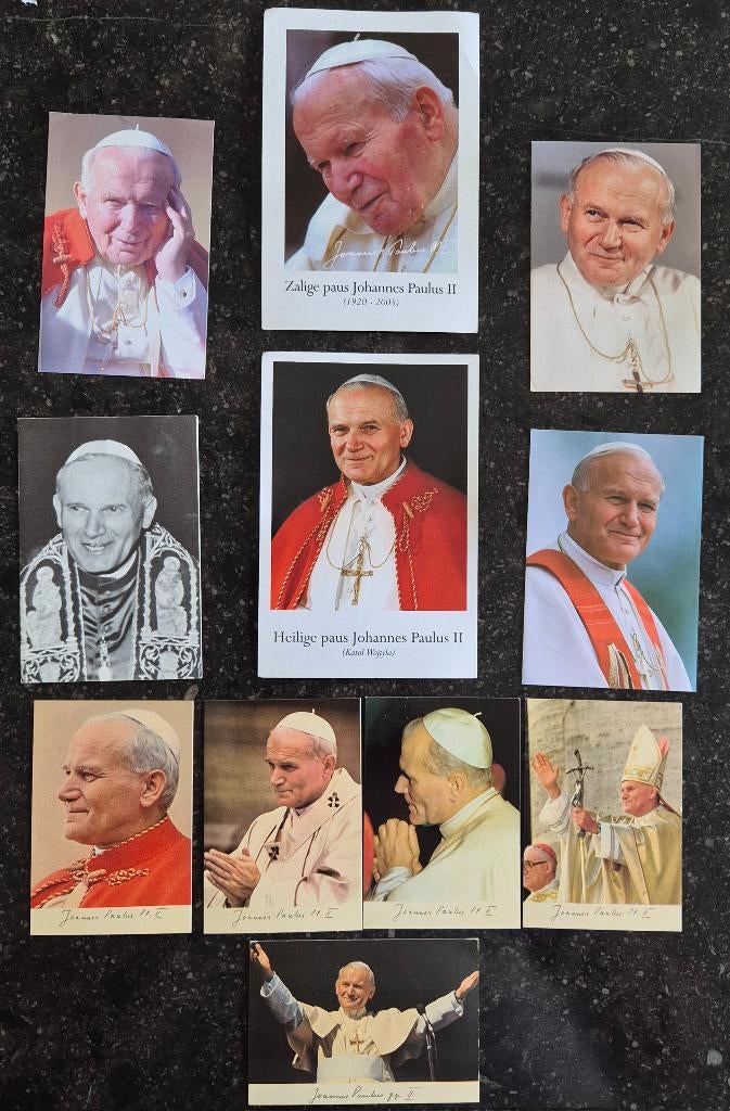P1 elf bidprentjes Paus Johannus Paulus II 1920-2005, Verzamelen, Religie, Ophalen of Verzenden, Kaart of Prent