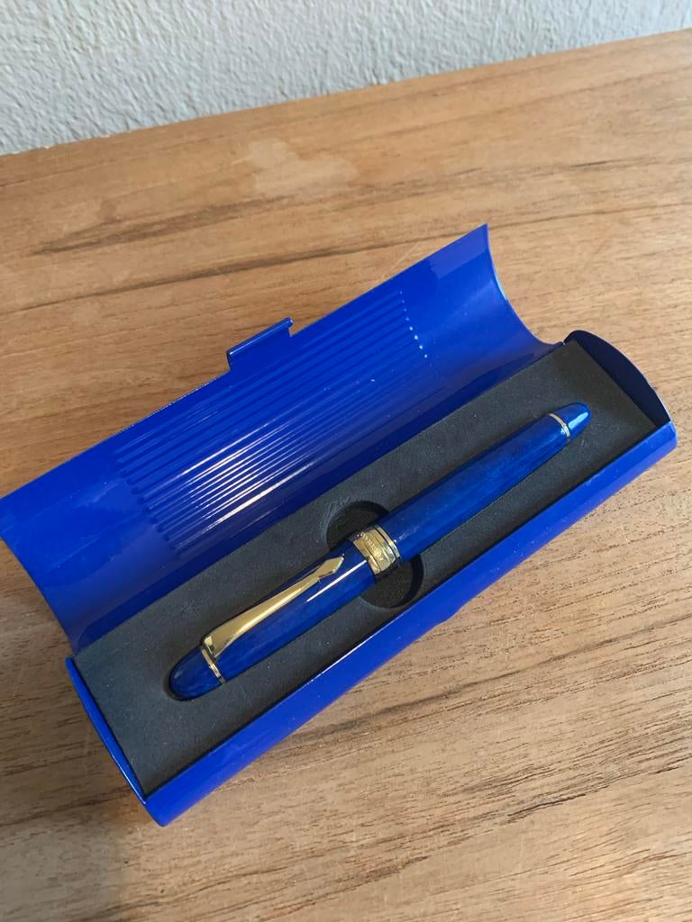 Blauwe vulpen in doos, Postbank, Ophalen of Verzenden, Zo goed als nieuw