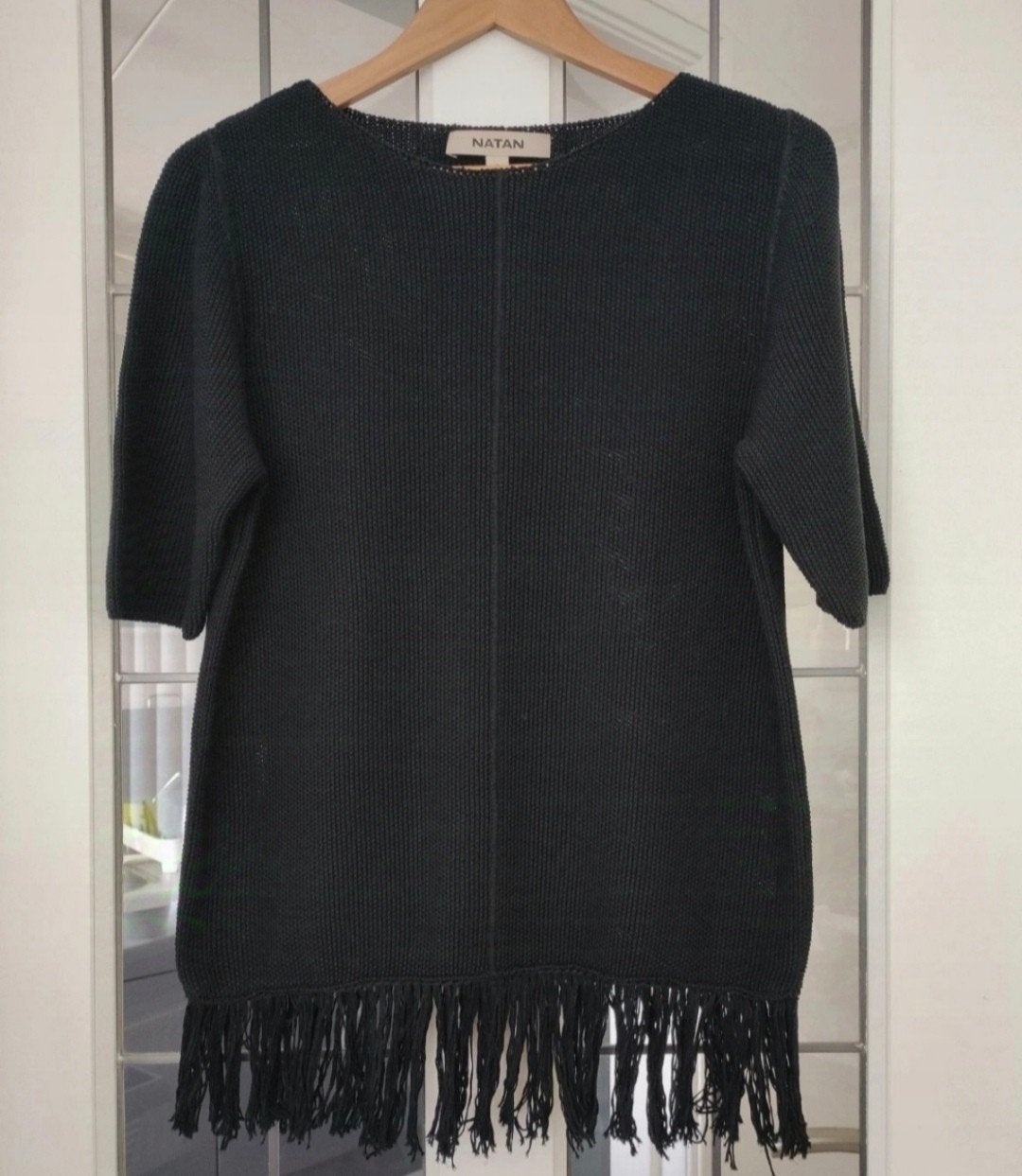 Natan gebreide katoenen trui met franjes - Maat M, Kleding | Dames, Maat 38/40 (M), Zwart, Ophalen of Verzenden, Gedragen