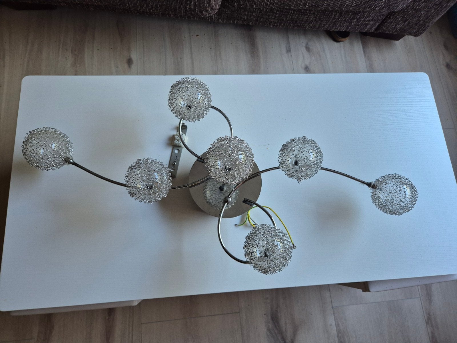 Moderne plafondlamp met 7 draadbollen, Huis en Inrichting, Lampen | Overige, Gebruikt, Overige merken, Met schakelaar, Overige fittingen