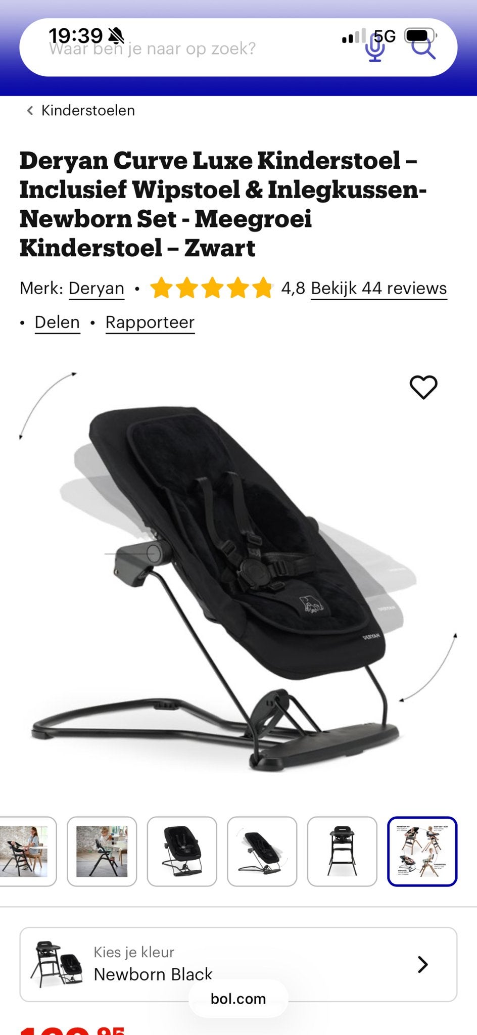 Deryan Wipstoel met Inlegkussen - Zwart, Kinderen en Baby's, Overige merken, Wipstoel, Ophalen of Verzenden, Met gordel(s) of riempje(s)