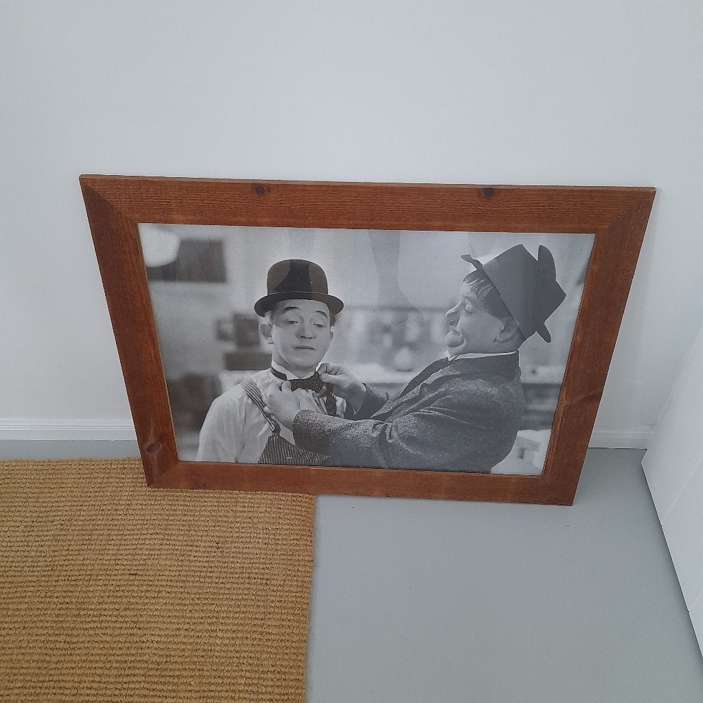 schilderij laurel en hardy/ dikke en dunne, 50 – 75, Gebruikt, Ophalen of Verzenden, Schilderij