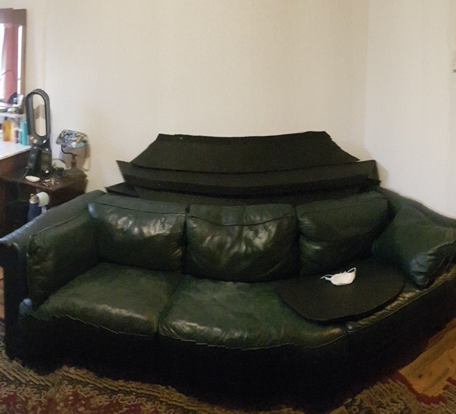 Donkergroene Leren Chesterfield Bank - 215x85x65cm (week 38), Ophalen, Gebruikt, Chesterfield, Driepersoons