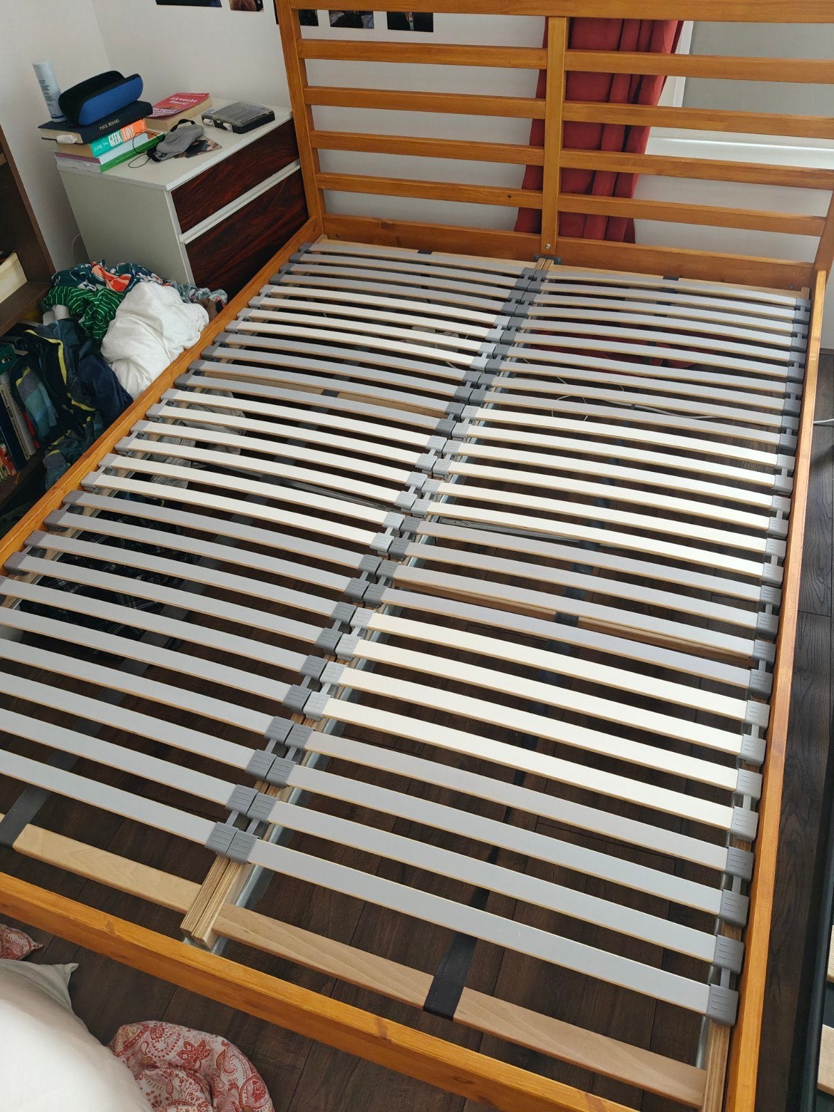 140 x 200 IKEA Tarva bed frame (gebeitst) met lattenbodem, Bruin, Tweepersoons, Scandinavisch, Zo goed als nieuw