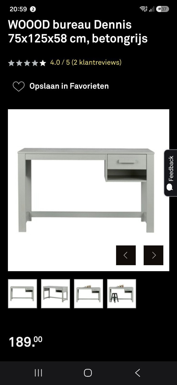 bureau Wood Dennis grijd, Ophalen, 25 tot 50 cm, Rechthoekig, 100 tot 150 cm