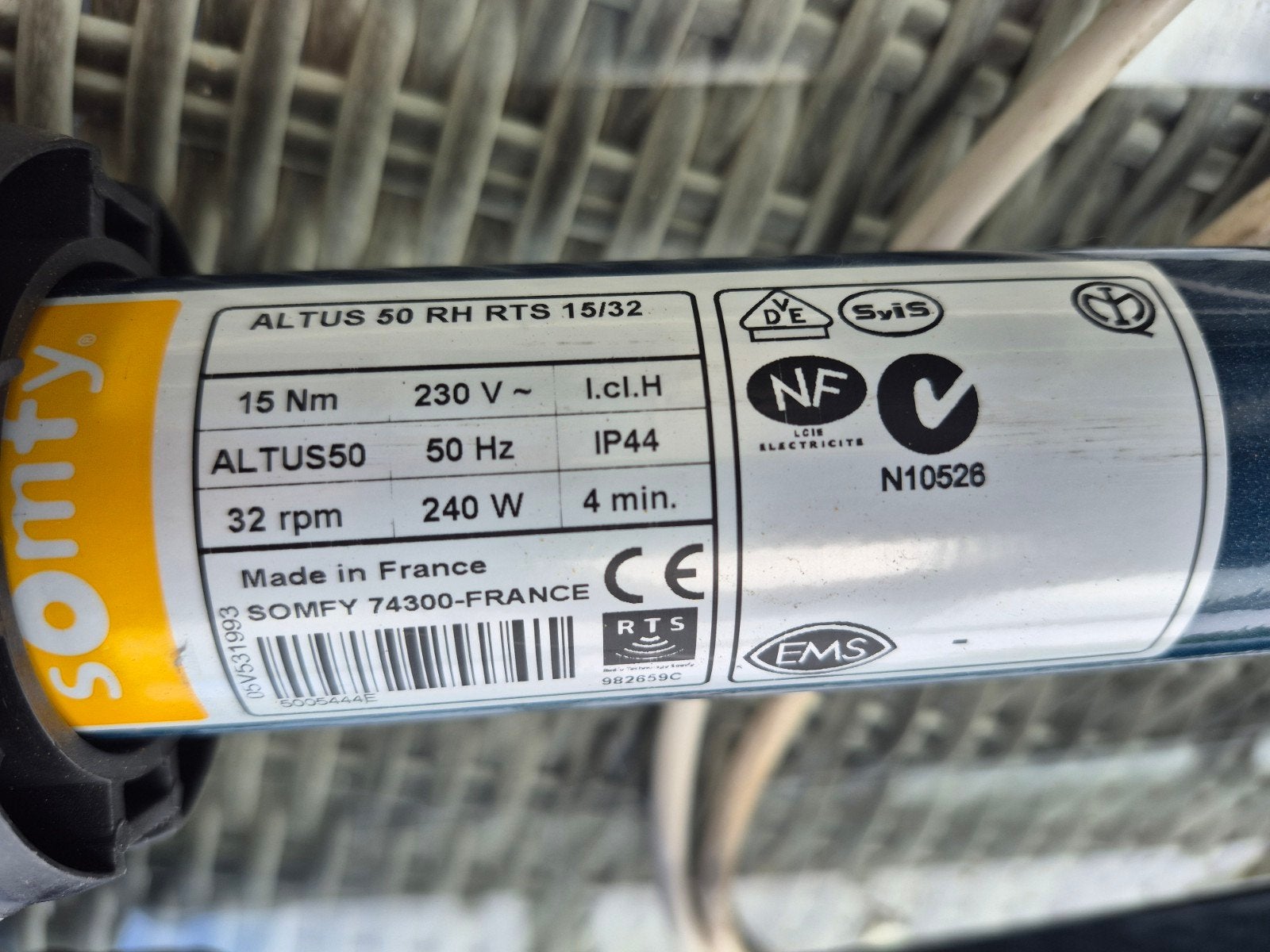 2x Somfy Altus 50 RH RTS 15/32 Rolluikmotor (2 stuks), Gebruikt, Overige kleuren, Minder dan 100 cm, Ophalen of Verzenden