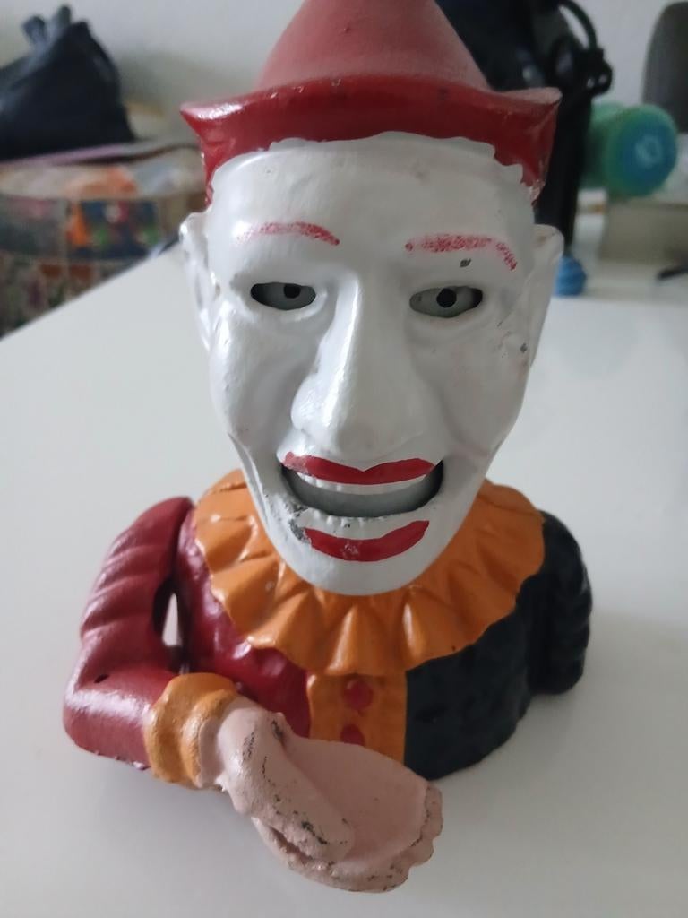 mechanische spaarpot van gietijzer, "Humpty Dumpty" bank of, Ophalen, Huis en Inrichting