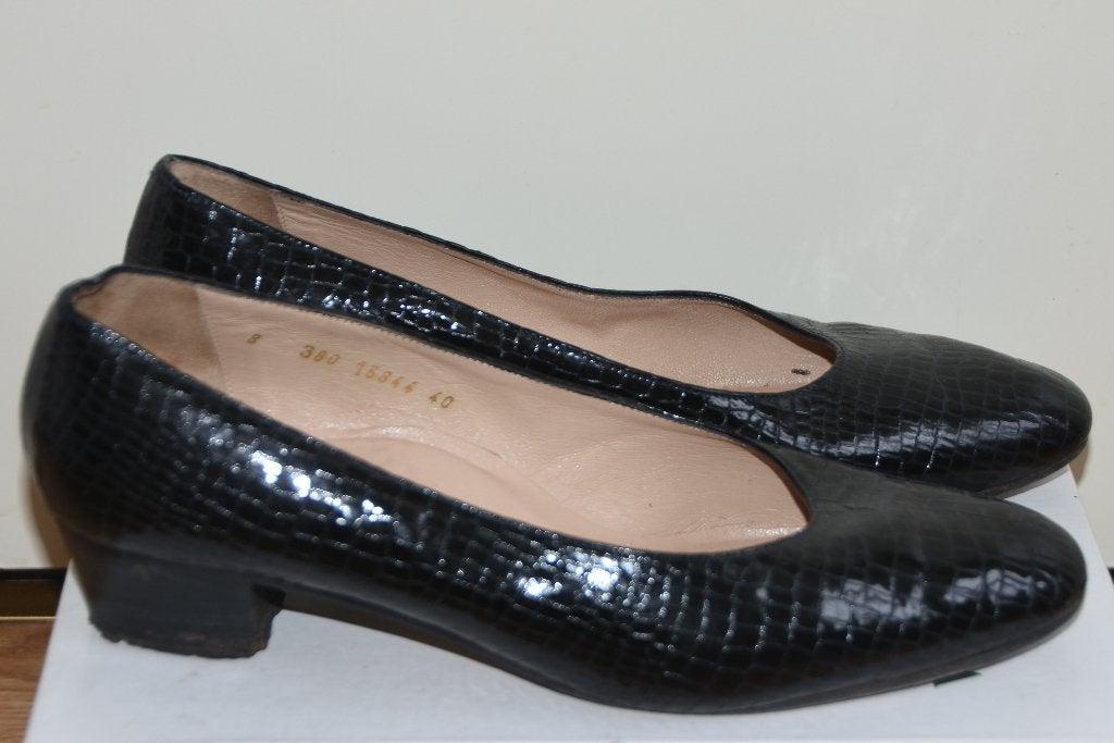 Forma bruin lak leren schoenen mt 40 Italiaans design croco, Verzenden, Gedragen, Bruin, Schoenen met lage hakken