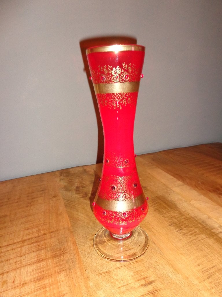 rood Venetiaanse vaas van glas uit de jaren 50, Huis en Inrichting, Woonaccessoires | Vazen, Ophalen, Rood, Glas