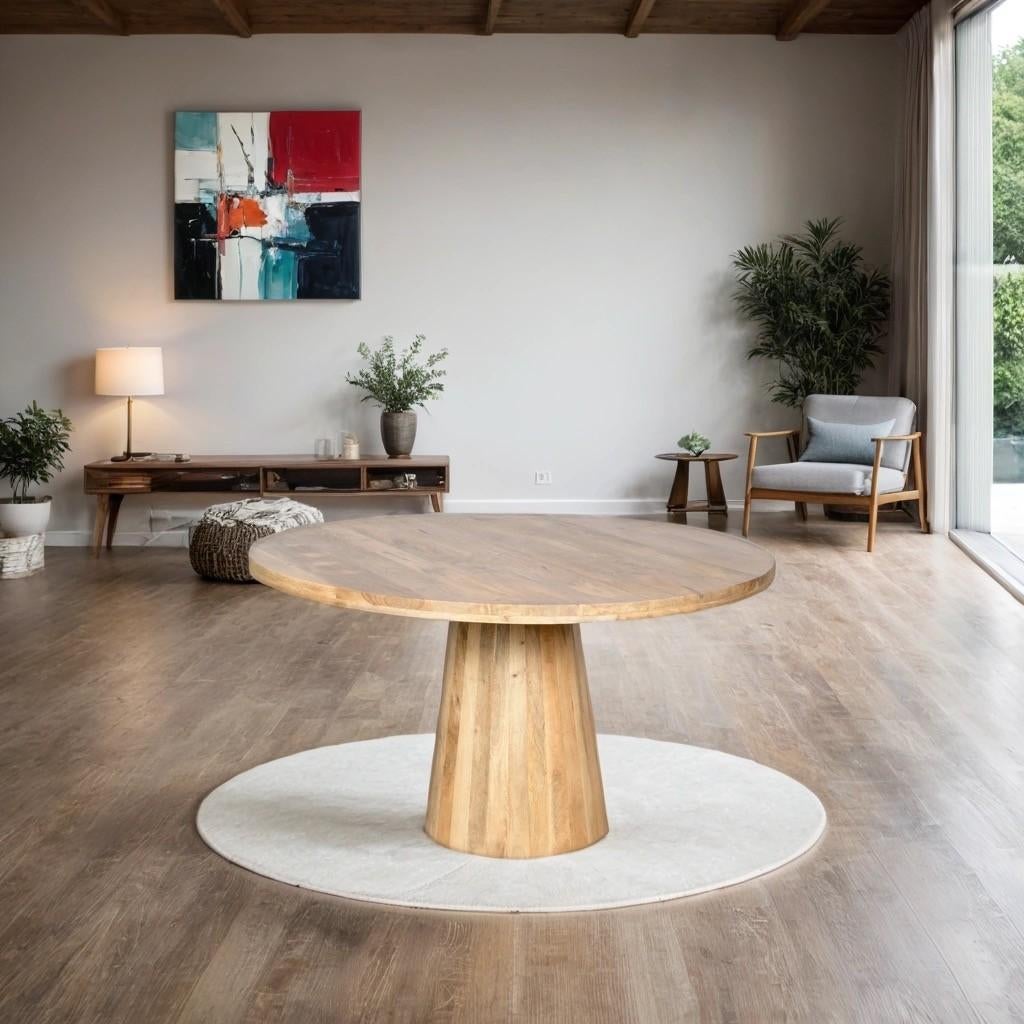 Ronde eettafel - 120cm - Naturel - Mangohout