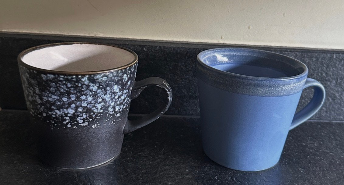 2 HKLIVING mokken cappuccino koffie bekers hk living, Keramiek, Ophalen of Verzenden, Zo goed als nieuw, Overige stijlen