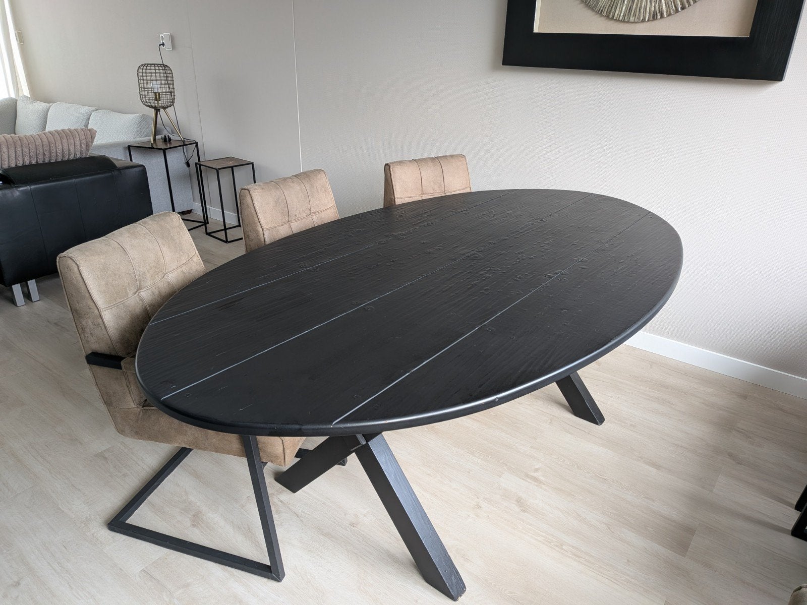 Grote ovale eettafel voor 6 personen, Huis en Inrichting, Ophalen, 100 tot 150 cm, 200 cm of meer, Vijf personen of meer