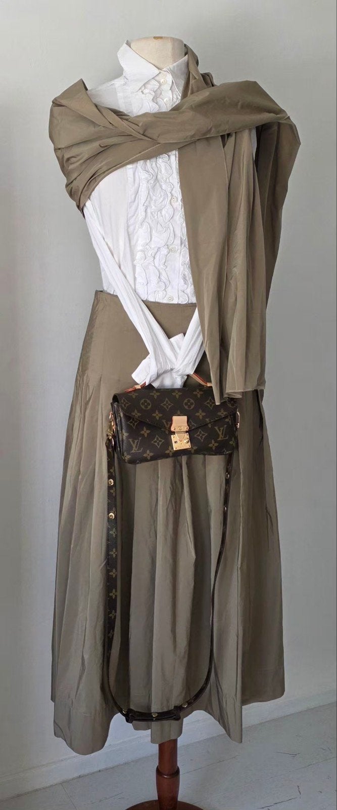 Pauw 1 midi/ maxi rok. 36/38 met losse striksjaal, Maat 38/40 (M), Verzenden, Beige, Pauw