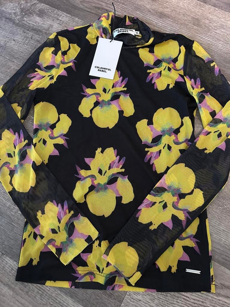 Colourful Rebel truitje mesh big flower yellow, maat XL, Geel, Maat 46/48 (XL) of groter, Nieuw, Ophalen of Verzenden
