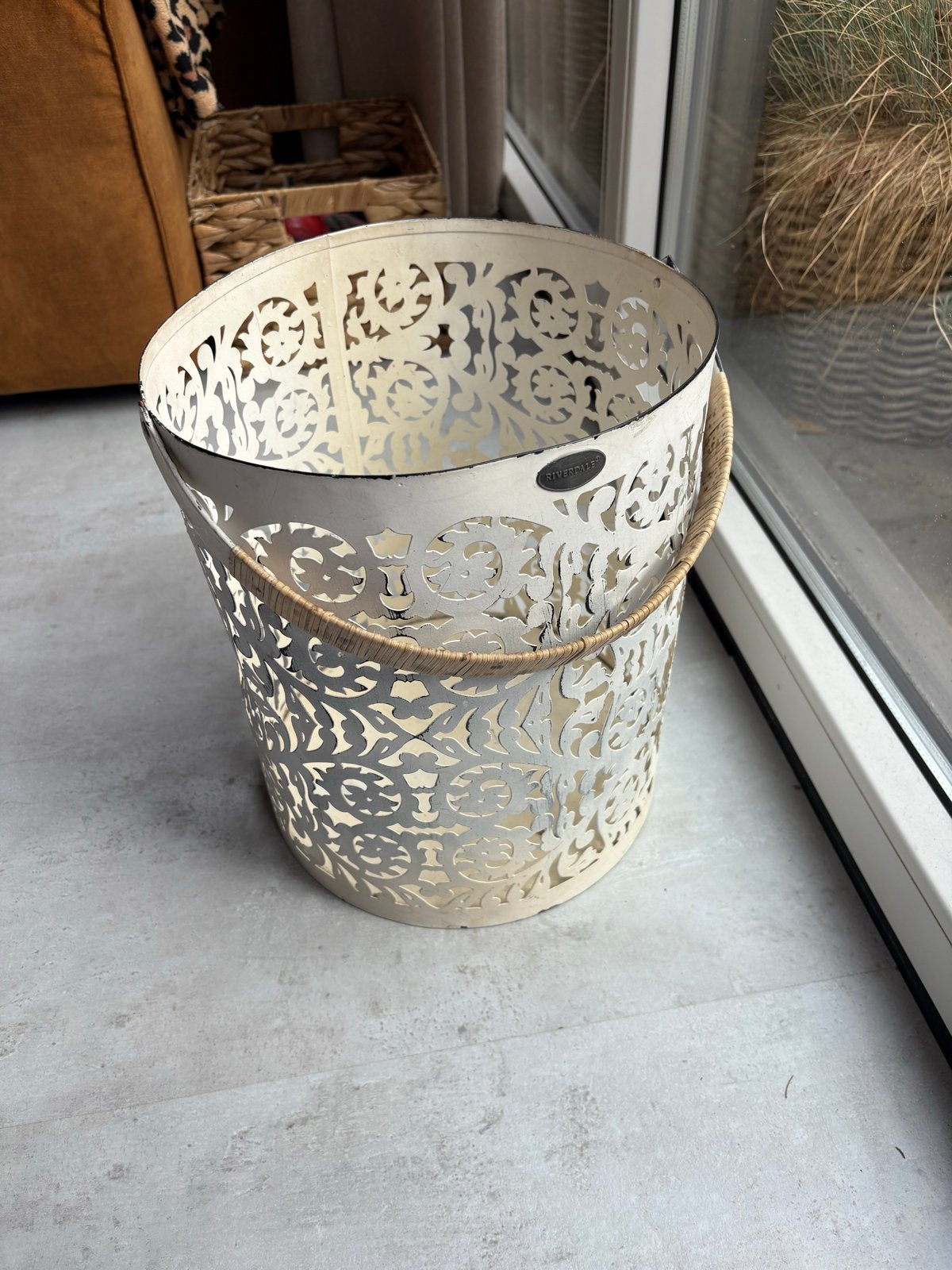 Rivièra Maison windlicht/ metalen mand / opbergmand – wit, Ophalen, Gebruikt, Wit, Metaal