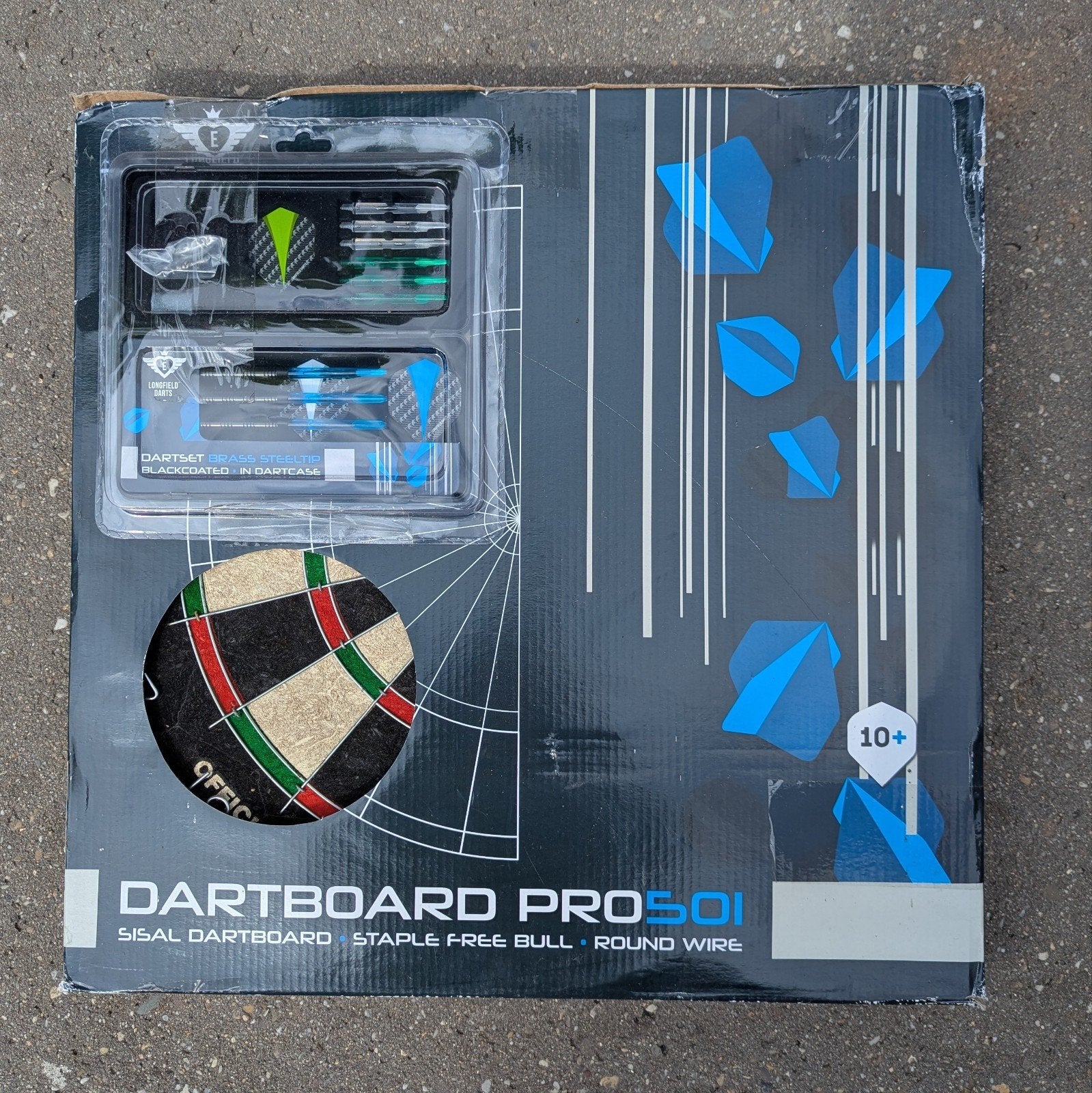 Dartbord Pro 501 met pijlen - Sisal, Staple Free Bull, Sport en Fitness, Darts, Ophalen of Verzenden, Nieuw, Dartbord met pijlen