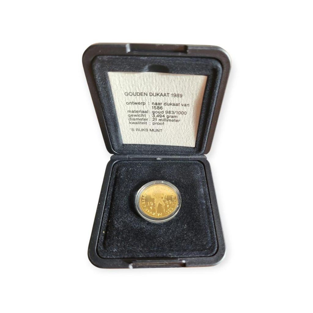 Nederland Gouden Dukaat 1989 in cassette, Ophalen of Verzenden, Goud