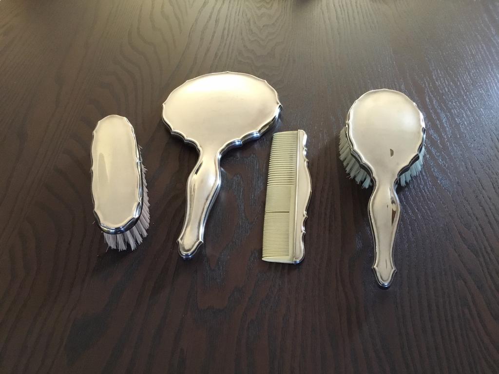 4 deligde zwaar verzilverde GERO kaptafel set barok boudorr, Ophalen of Verzenden, Zo goed als nieuw, 50 tot 100 cm, Minder dan 100 cm