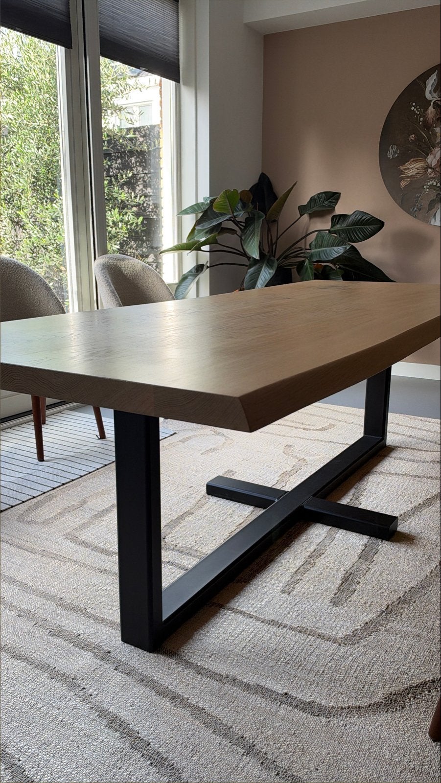 Eettafel 'Felix' Table du Sud - Eiken naturel, 240x95cm, Ophalen, Eikenhout, 200 cm of meer, 50 tot 100 cm