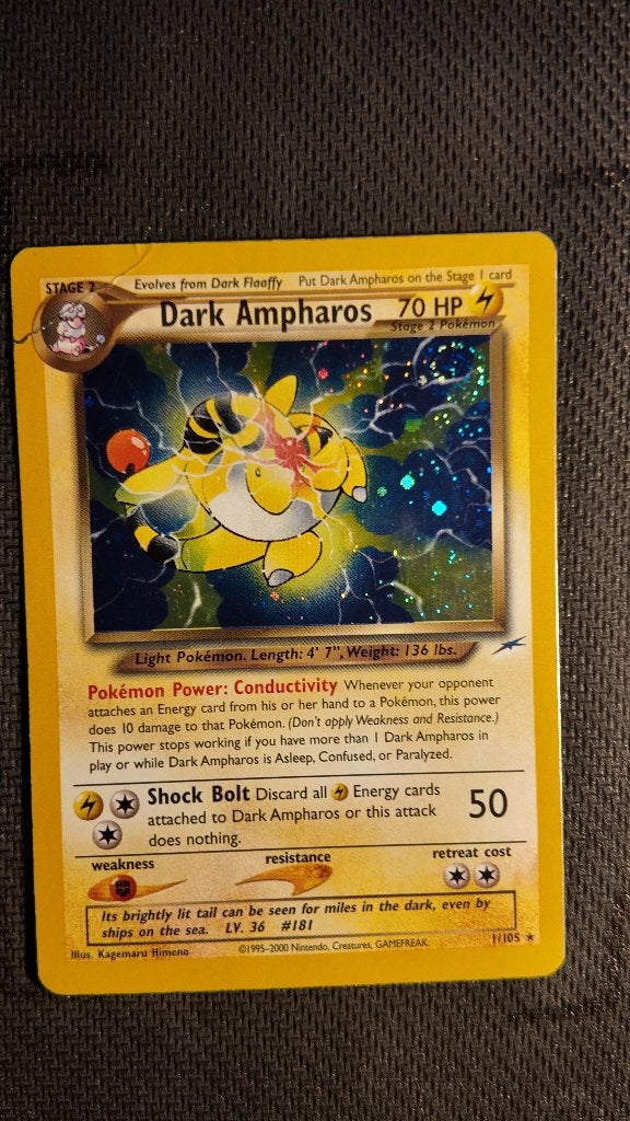 Dark Ampharos 1 Neo Destiny | Pokemon kaart, Ophalen, Zo goed als nieuw, Losse kaart, Foil
