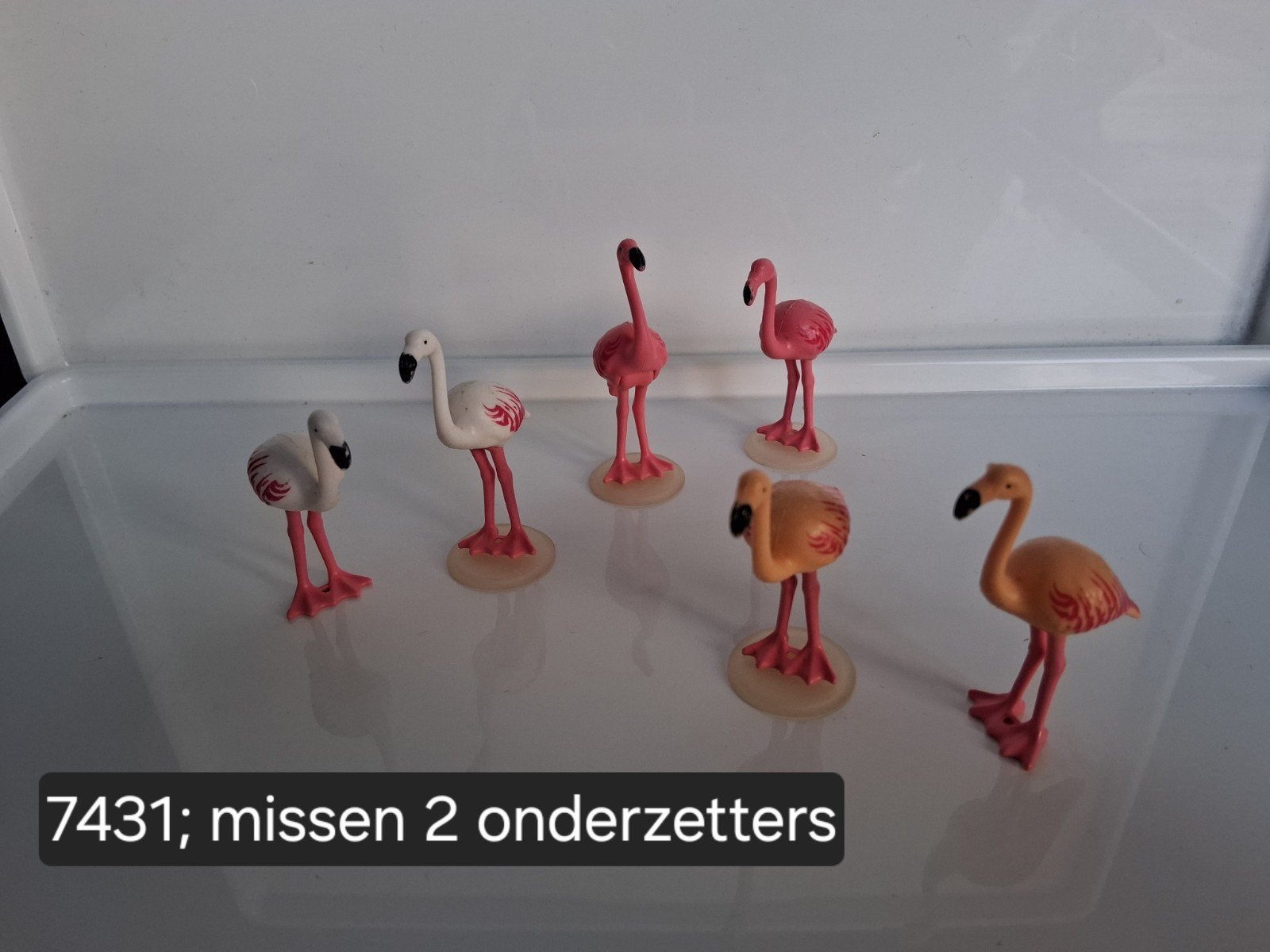 Set van 6 flamingo beeldjes, Verzamelen, Ophalen, Gebruikt, Vogel, Beeldje of Figuurtje