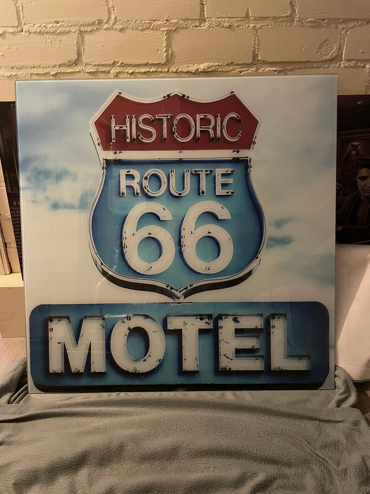Route 66 glas schilderij, Ophalen, Zo goed als nieuw, Schilderij, 50 tot 75 cm
