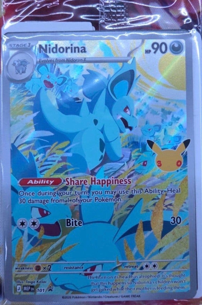Nidorina Pokémon Kaart - Glanzend en Zeldzaam, Ophalen of Verzenden, Zo goed als nieuw, Losse kaart, Foil