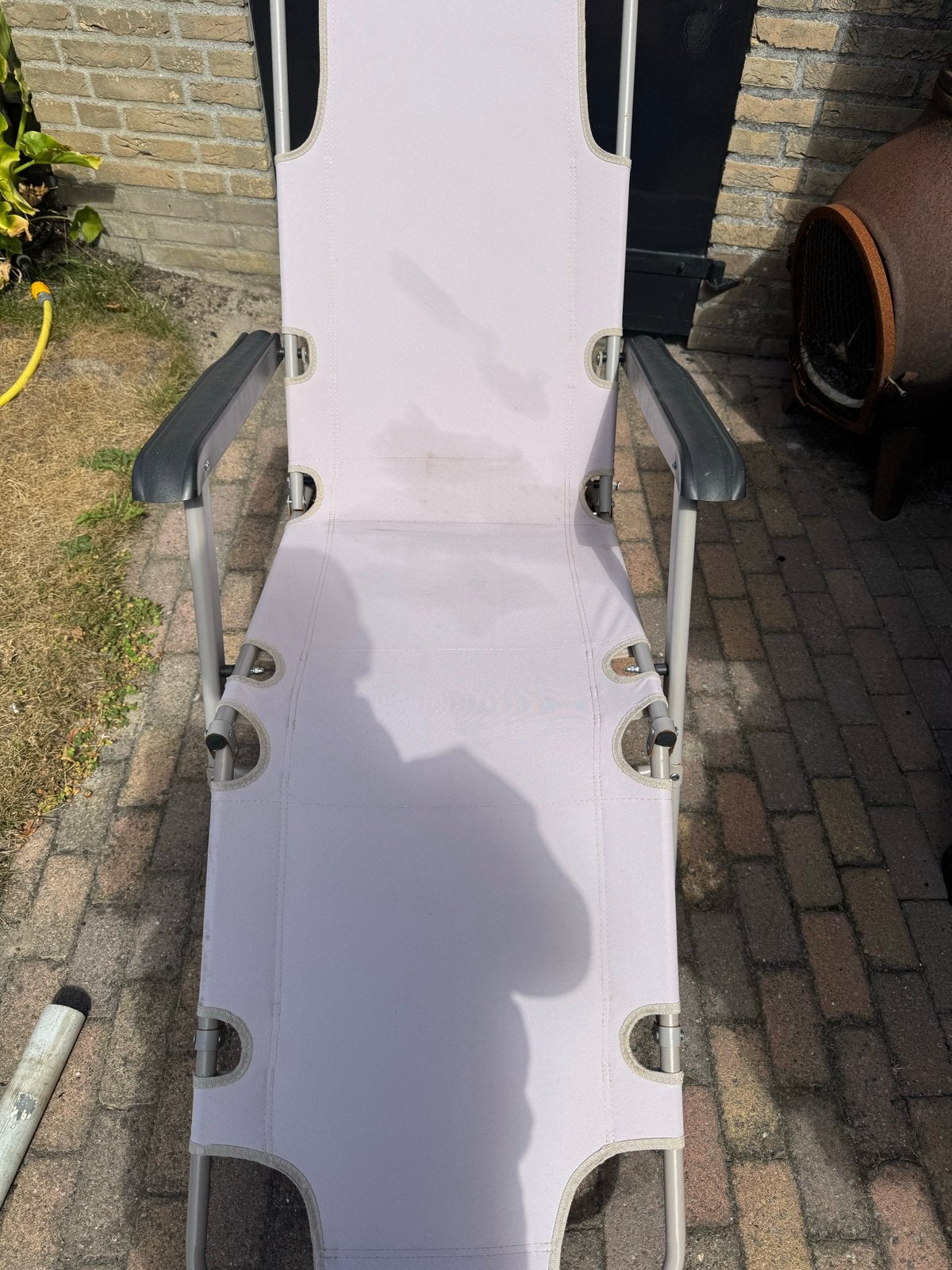 Verstelbare ligstoel/strandstoel met kussen, Ophalen, Gebruikt, Aluminium, Inklapbaar