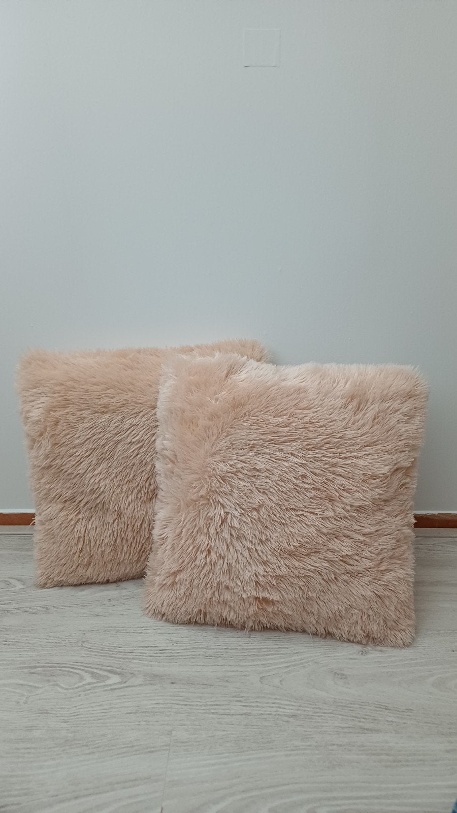 Set van 2 pluizige sierkussens - oud roze, Ophalen, Overige merken, Gebruikt, Beige