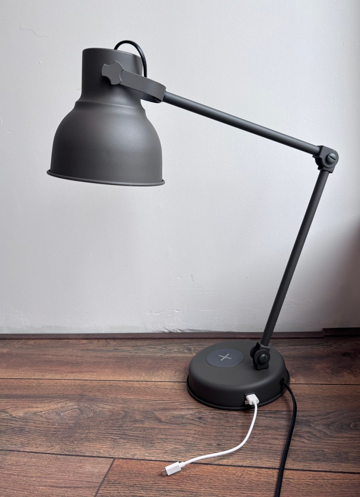 Dark-grey desk lamp with an adjustable arm and shade, Ophalen, Zo goed als nieuw, IKEA, Design