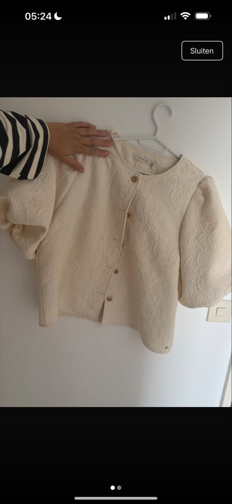 Costes Jacquard Puff Blouse - Crème, Kleding | Dames, Blouses en Tunieken, Ophalen of Verzenden, Nieuw, Maat 46/48 (XL) of groter