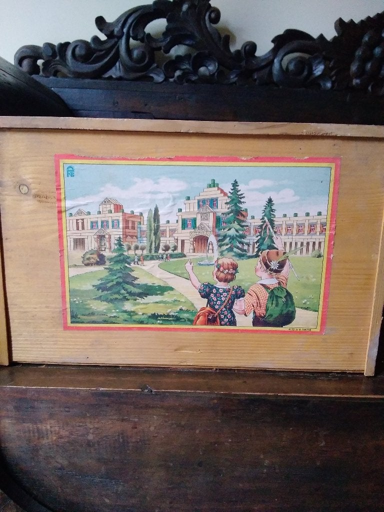 Oude houten blokken bouwdoos, Antiek en Kunst, Verzenden