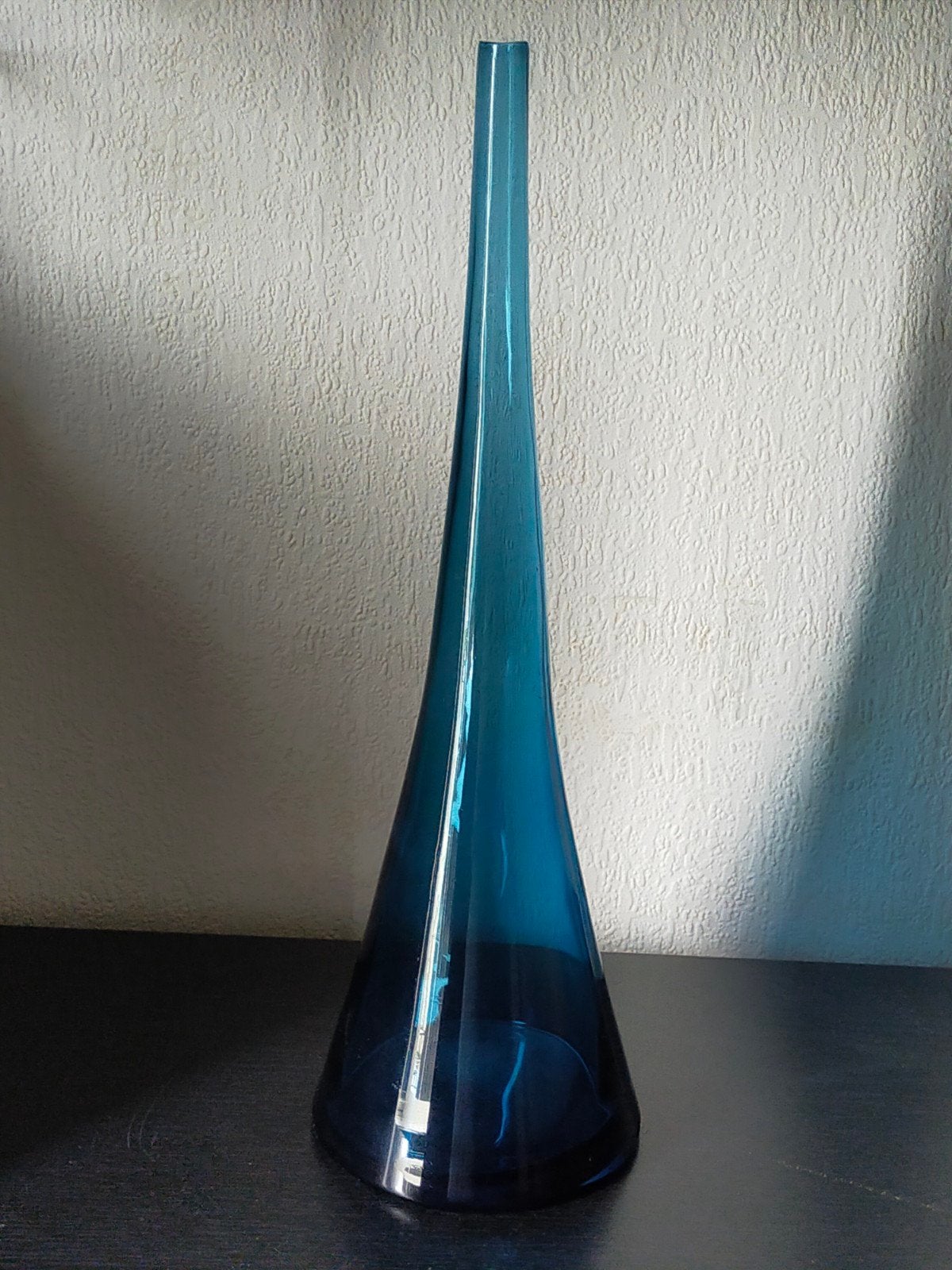 solifleur vaas van blauw glas uit de kunsthandel, Ophalen of Verzenden, Blauw, Glas