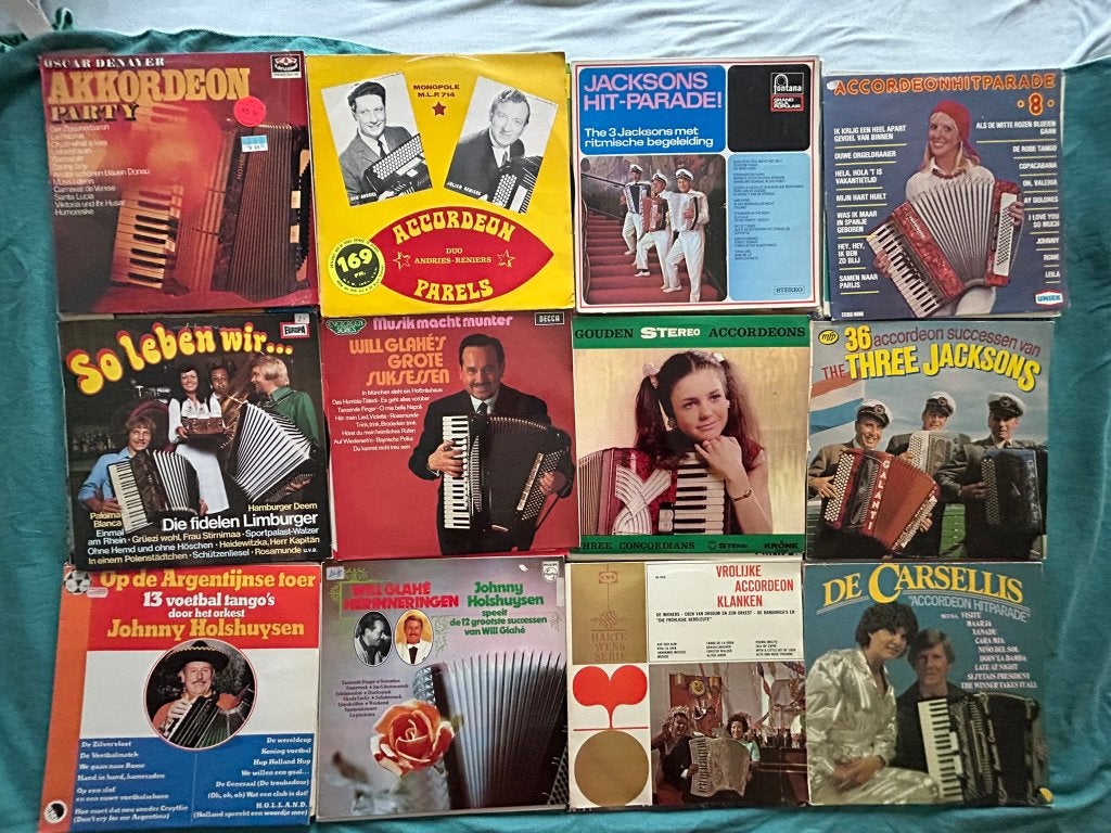 92 LP's Accordeon (ook per stuk te koop), Gebruikt, Overige genres, 1980 - 1989, Ophalen of Verzenden
