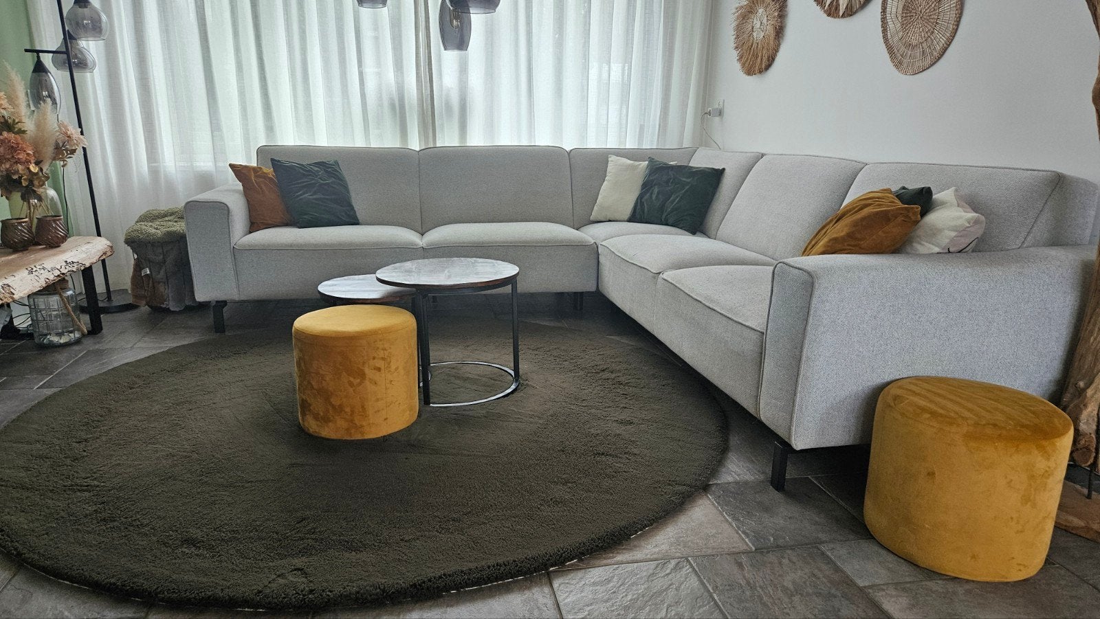 Rond vloerkleed Fraaii Living Comfy Green 230x230 cm, Gebruikt, Modern, Shaggy, Rond, 200 cm of meer