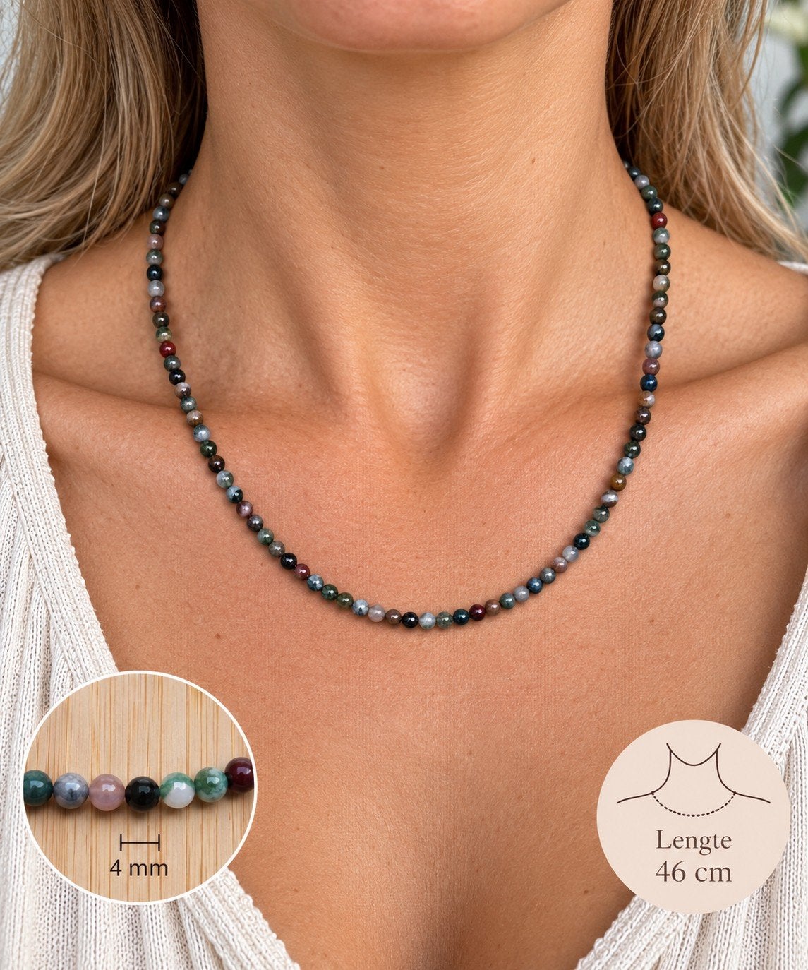 Agaat natuursteen ketting – 46 cm |  Nieuw & handg, Sieraden, Tassen en Uiterlijk, Ophalen of Verzenden, Nieuw, Steen of Mineraal