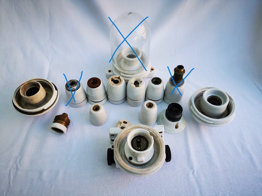 12 vintage Porseleinen E27 lamphouder fitting rozet art deco, Antiek en Kunst, Antiek | Lampen, Ophalen of Verzenden