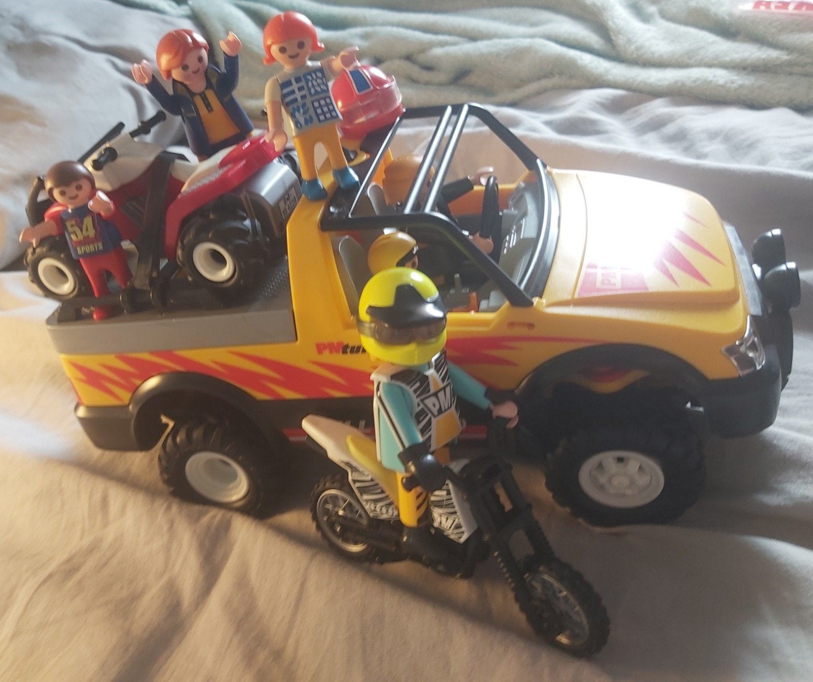 Playmobil Pick-up met Quad en Motorcrosser, Ophalen of Verzenden, Gebruikt