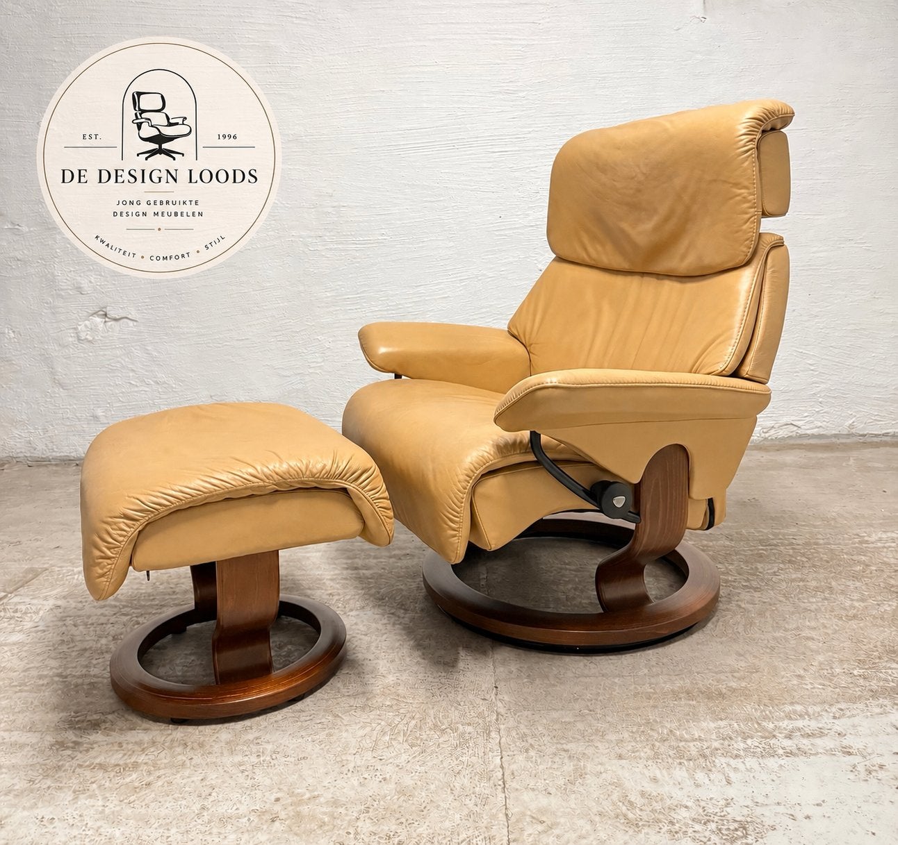Stressless Dream + Voetenbank | Large | Zeer Comfortabel, Ophalen, Zo goed als nieuw, 75 tot 100 cm, 50 tot 75 cm