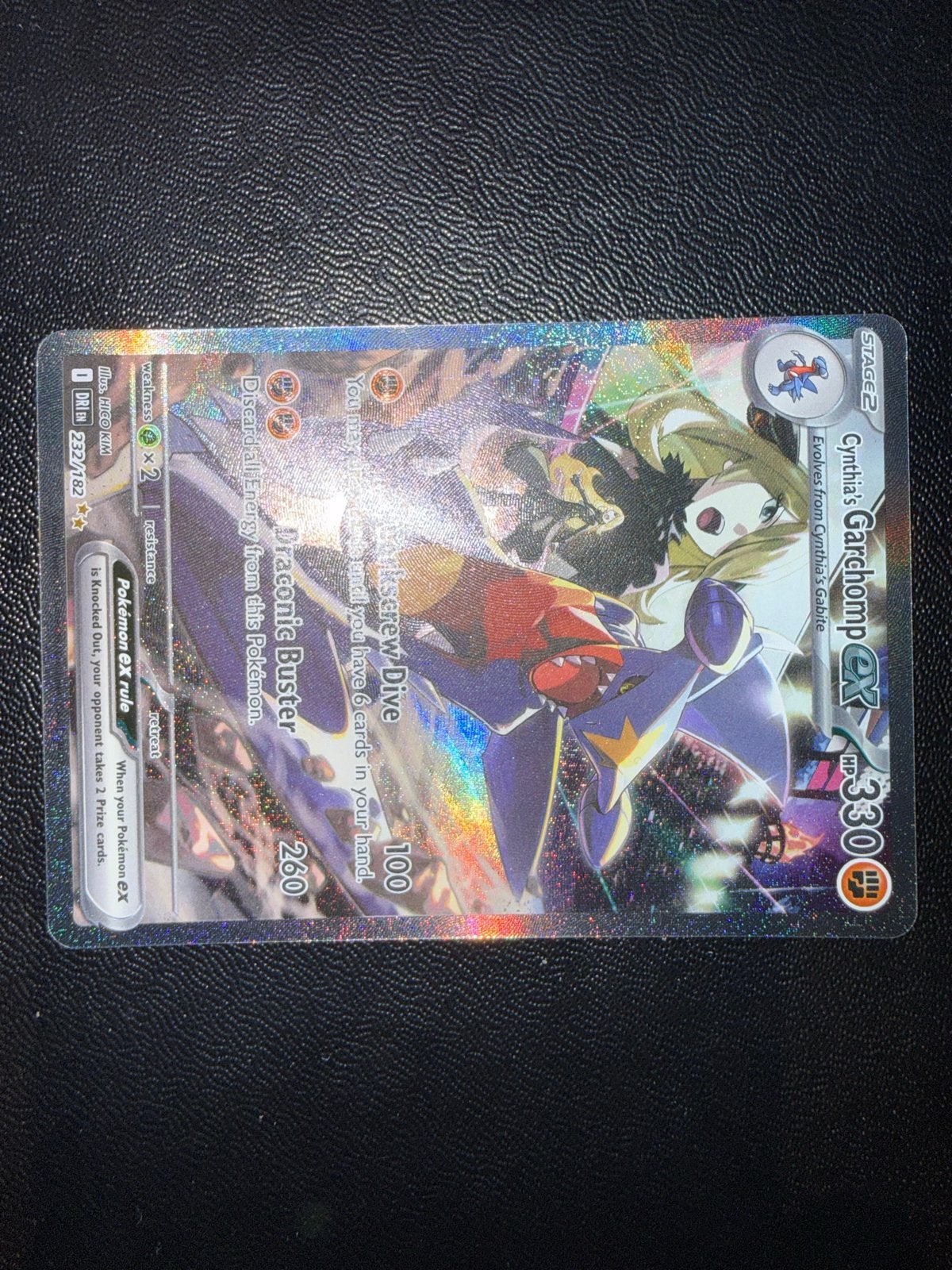 Cynthia's Garchomp & Giratina GX Full Art Pokémon Kaart, Ophalen of Verzenden, Zo goed als nieuw, Losse kaart, Foil