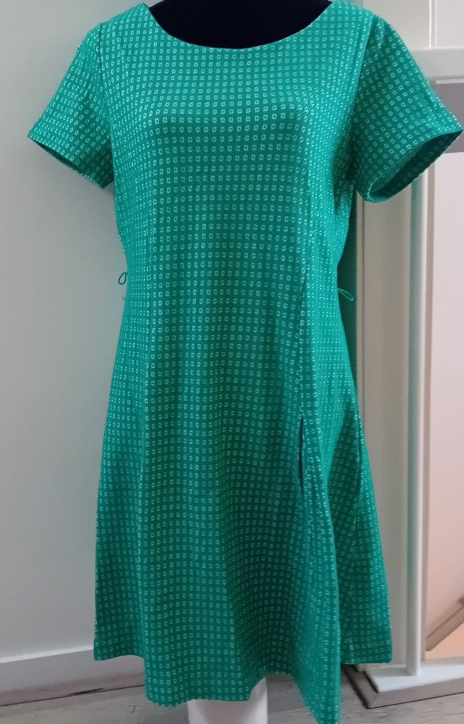 jurk,maat 40/42,Steps,merk,groen,jurkje,top,dress,print, Kleding | Dames, Verzenden, Maat 42/44 (L), Zo goed als nieuw, Knielengte