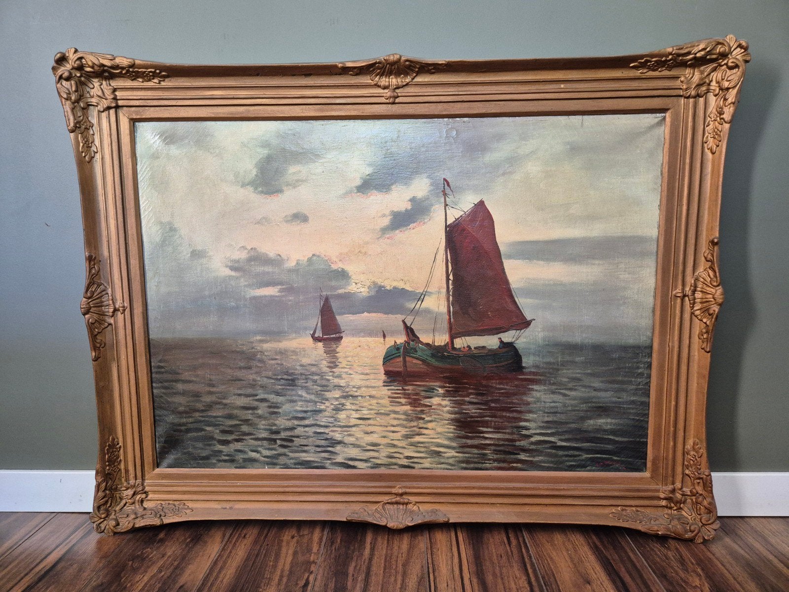 Schilderij met zeilboten, Antiek en Kunst, Ophalen, Maritiem / water