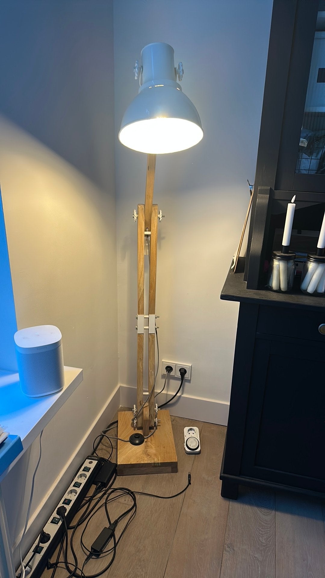 Vintage industriële vloerlamp te koop, Ophalen, Zo goed als nieuw, Verstelbaar, Vintage