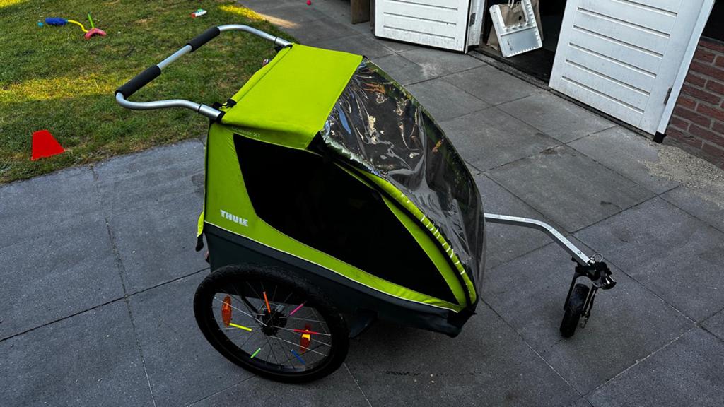 Thule coaster XT fietskar / kinderkar groen, Ophalen, Opvouwbaar, Zo goed als nieuw, Kinderkar