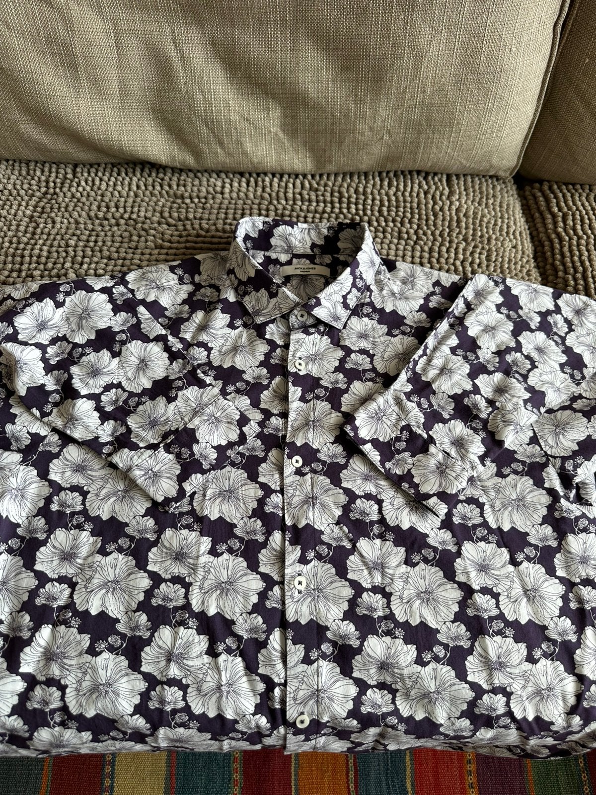 Jack &Jones Premium Paars/wit overhemd Mt. L, Ophalen of Verzenden, Zo goed als nieuw, Paars